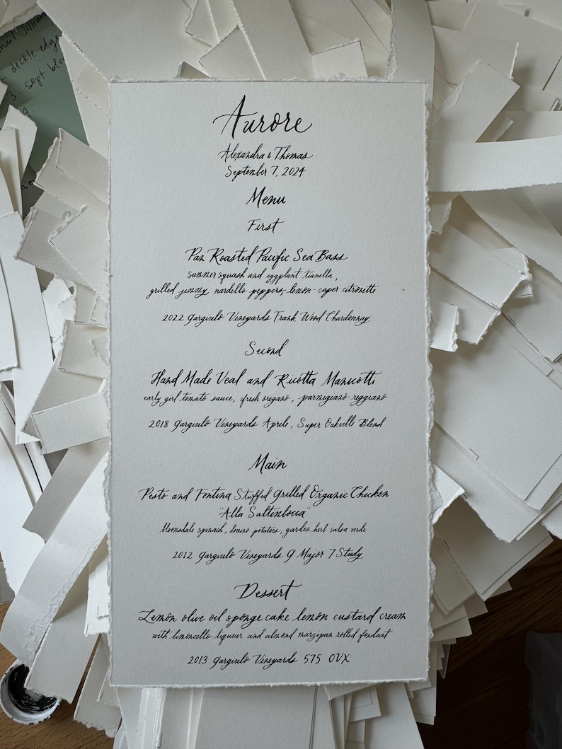 Custom Calligraphy Menus | Wedding | Special Events | Baby Showers ...