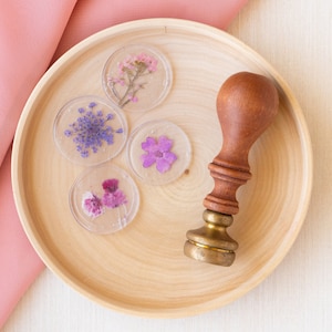 Pressed Flower Wax Seals | Clear Wax with Flowers | Colorful Flower Wax Seals | Stationery Wax Seals | Botanical Wedding