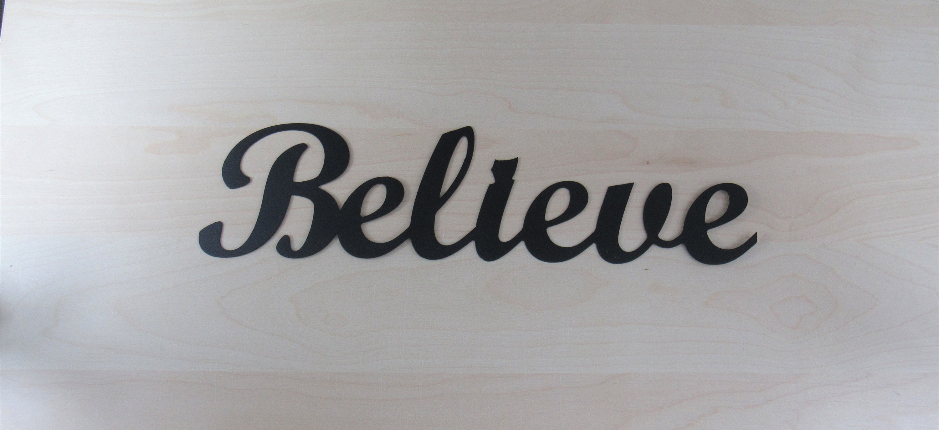 Believe Script Metal Word Wall Art Steel Inspirational Wall Etsy