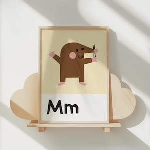 M Print | Mole Print | Illustrated Alphabet Print | Alphabet Nursery Print | Digital Print | Kids Illustrated Poster