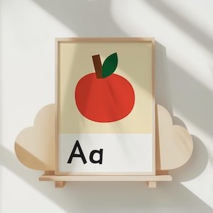 A Print | Apple Print | Illustrated Alphabet Print | Alphabet Nursery Print | Digital Print | Kids Illustrated Poster