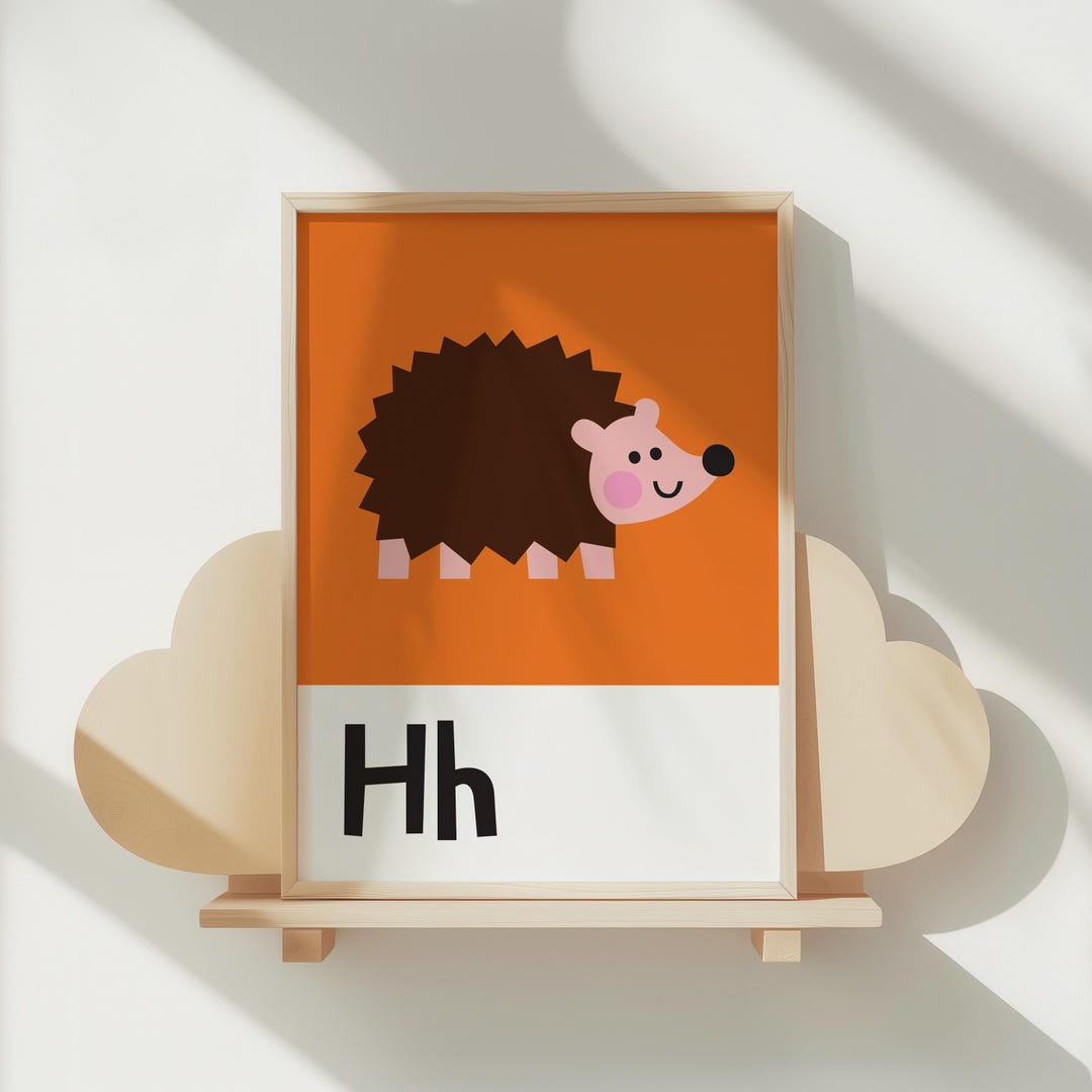 H Print | Hedgehog Print | Illustrated Alphabet Print | Alphabet ...