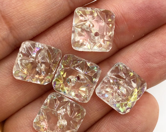 Vintage, Aurora Borealis, Crystal Buttons, Set of 5. - Etsy