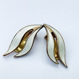 Vintage Aksel Holmsen Earrings, Mid-century, White Enamel and
