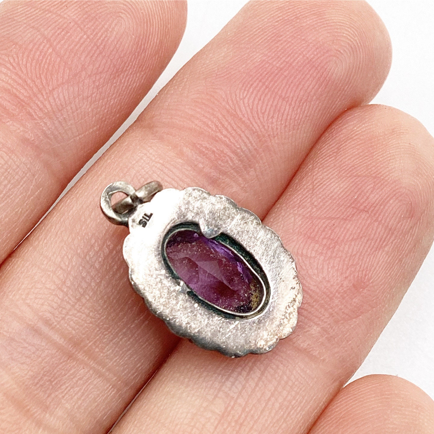 ヴィンテージ シルバー マーカサイトとアメジストのペンダント