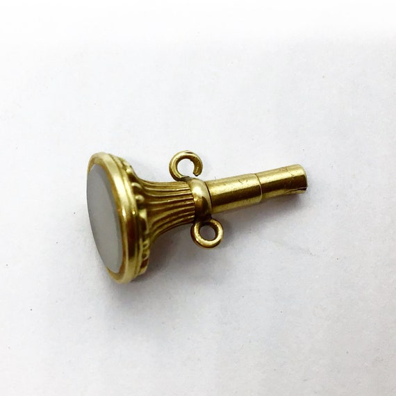 Antique, 18k gold cased, pocket watch key set wit… - image 1