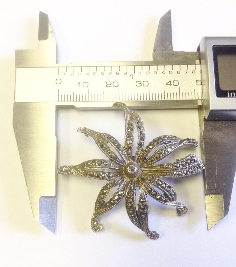 mid century Marcasite flower brooch. Vintage