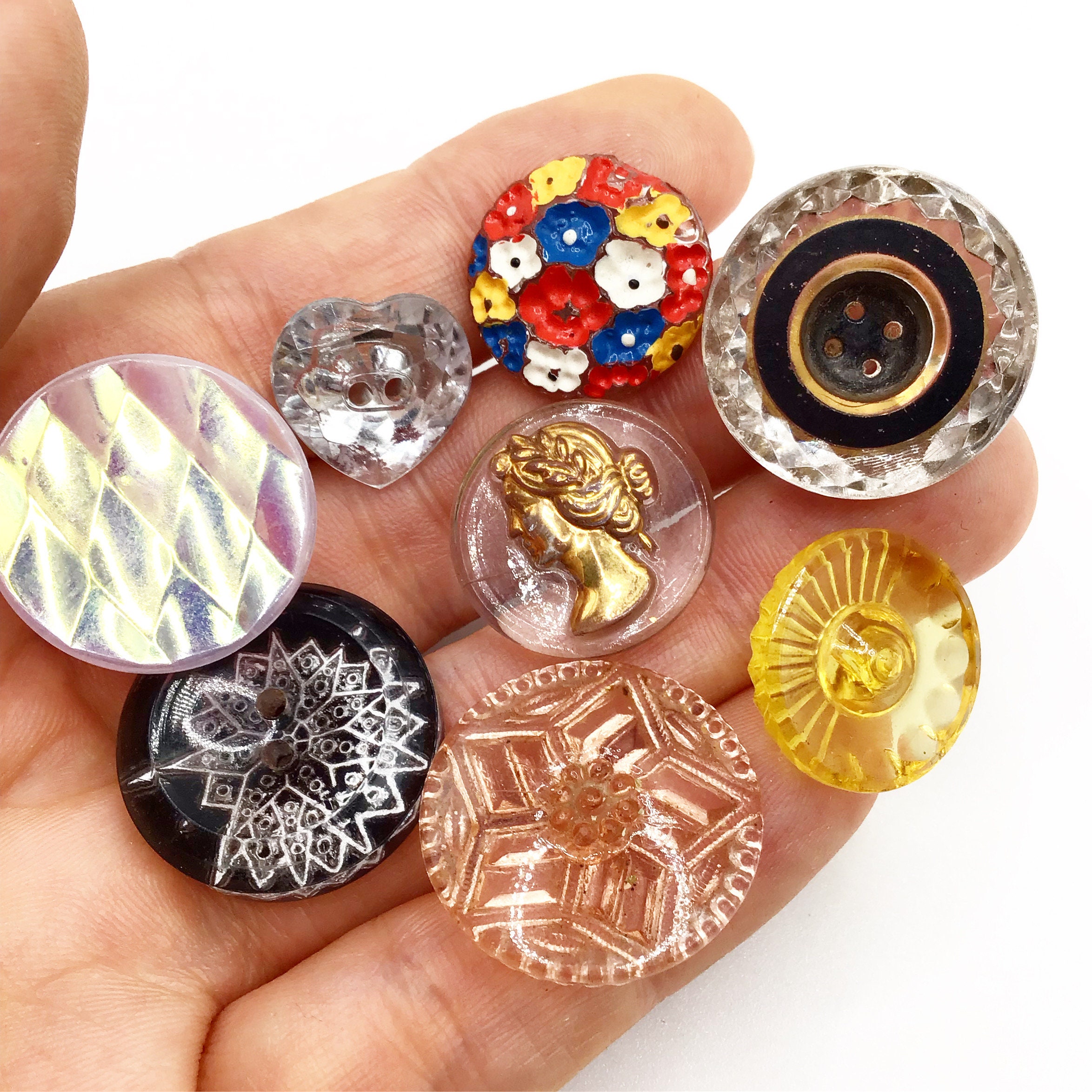 Antique French Jet Glass Victorian Fancy Buttons,Set of 6,Highly Detai – A  Vintage shop