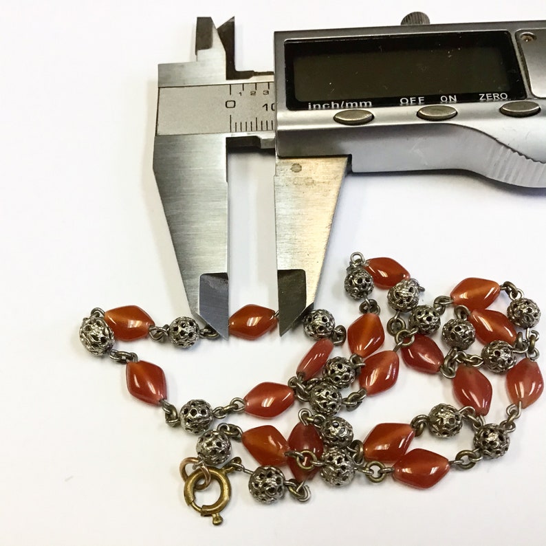 Vintage beaded necklace with faux carnelian beads. early 1900s
