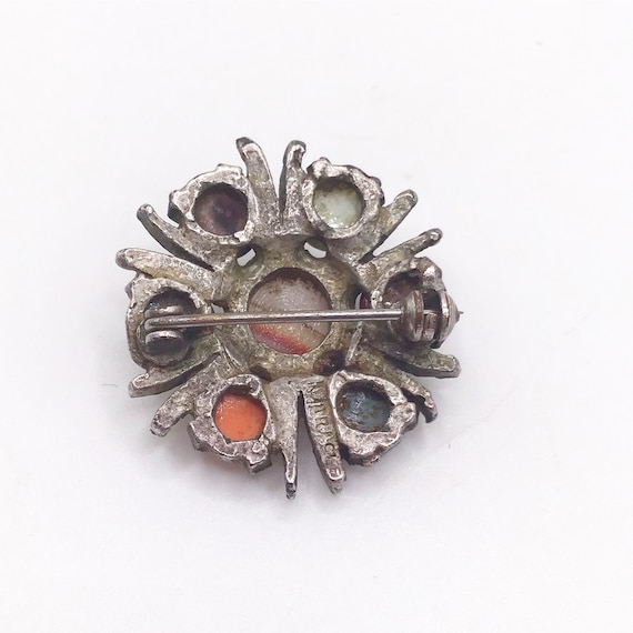 Vintage Miracle brooch with faux stone cabochons. - image 3