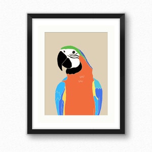 Impressão de papagaio, arte de pássaros, berçário na selva, decoração de parede para berçário, arte para crianças, decoração de parede para crianças, pôster de pássaros