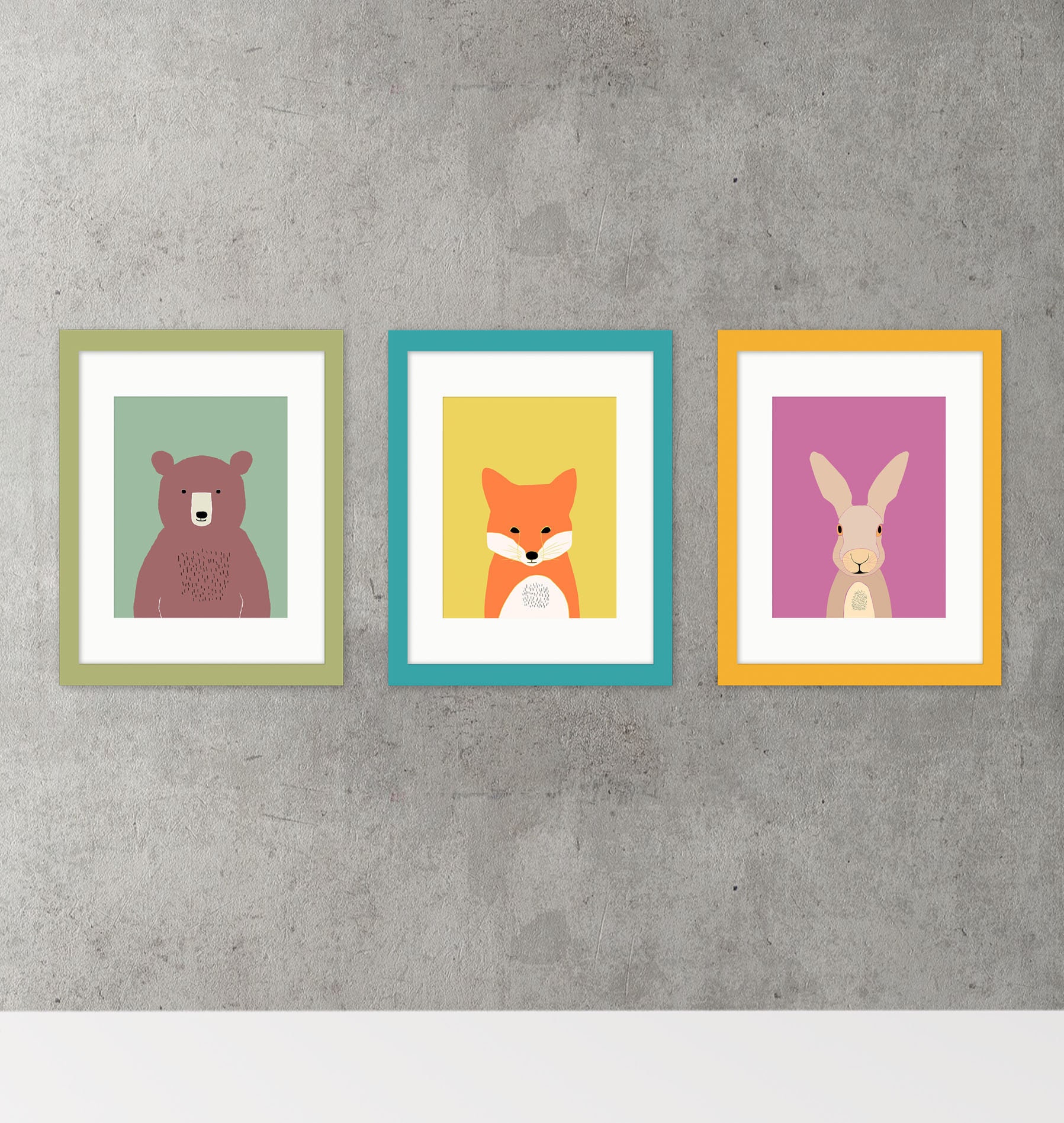 Woodland Animals Nursery Decor, Prints Set of 3, Animal Nursery Prints