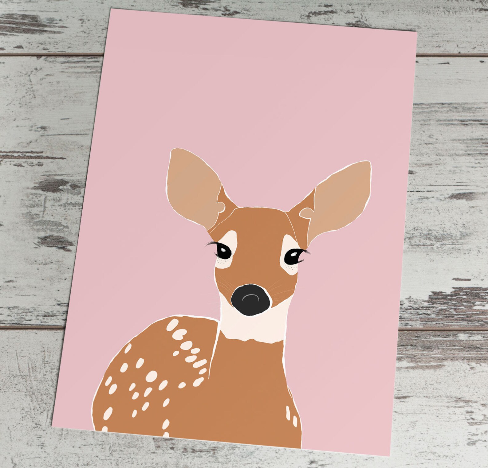 Woodland Animals Nursery Art Deer on Pink Deer Nursery Etsy