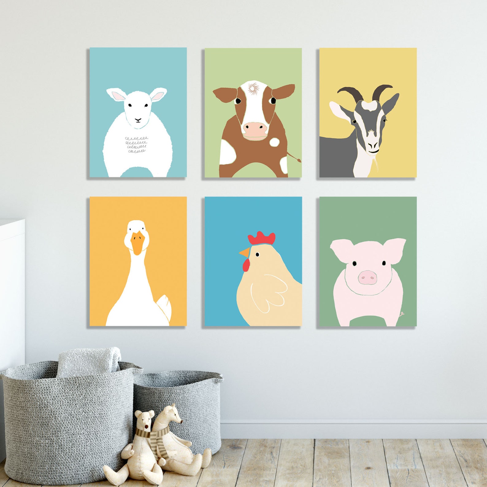 Farm Animals Nursery Decor Prints Set of 6 Animal Nursery Etsy