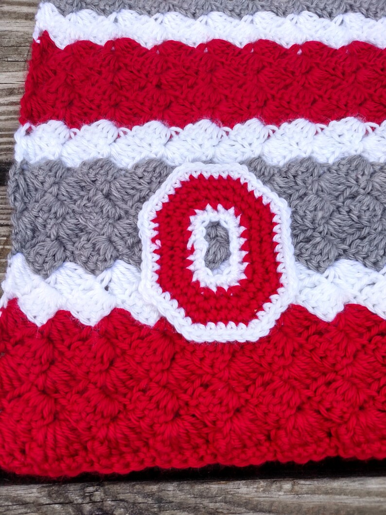 Ohio State Crochet Blanket with Crocheted Block O OSU Etsy
