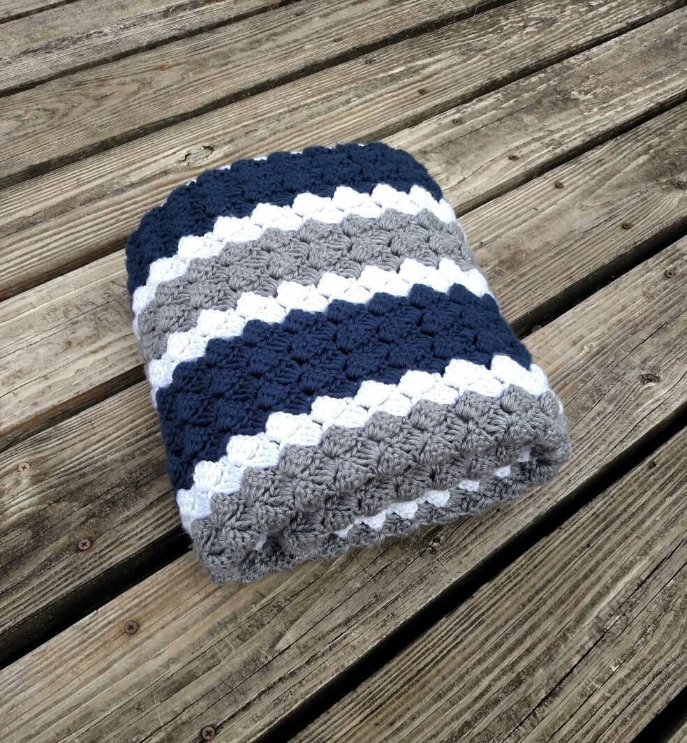 Dallas Cowboys Crochet Blue Grey and White Blanket Multiple | Etsy