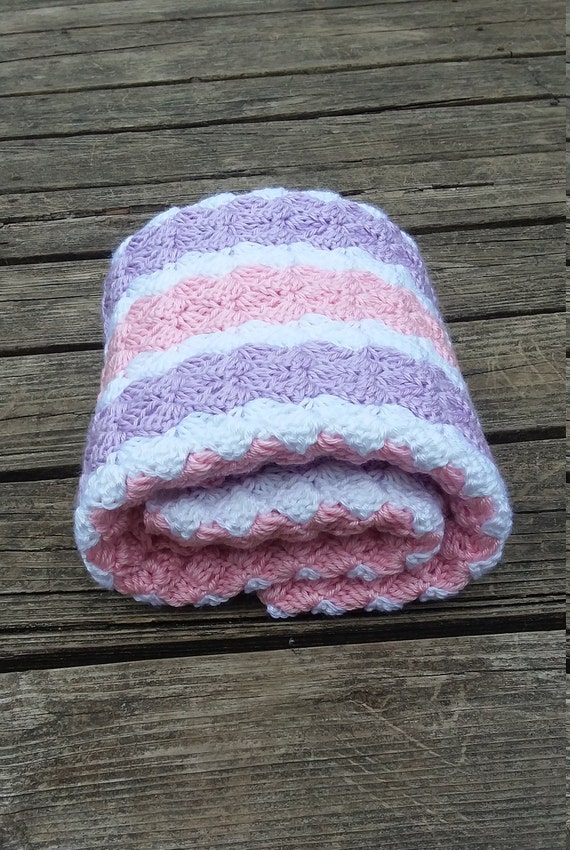 Pink striped top baby blanket