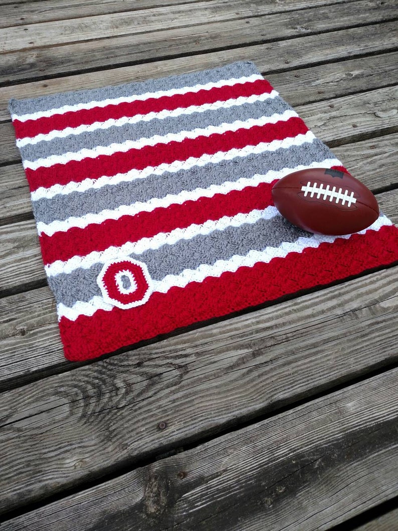 Ohio State Crochet Blanket With Crocheted Block O OSU Etsy