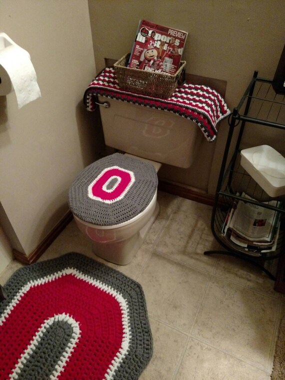 ohio state buckeyes crochet toilet seat cover handmade block | etsy