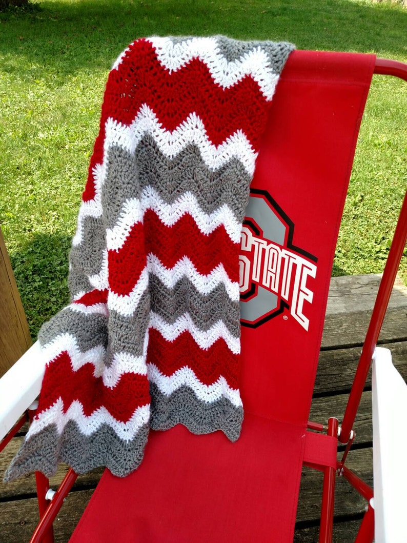 Ohio State Crochet Chevron Baby Blanket Ohio State Knit Throw Scarlet