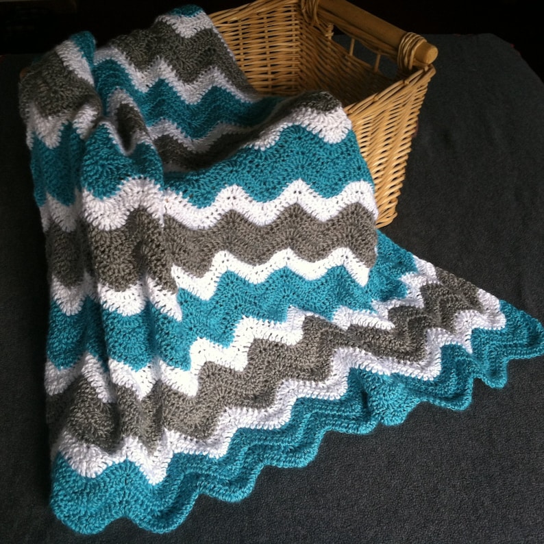 Crochet Baby Blanket Chevron Unisex Handmade Zig Zag Throw Etsy