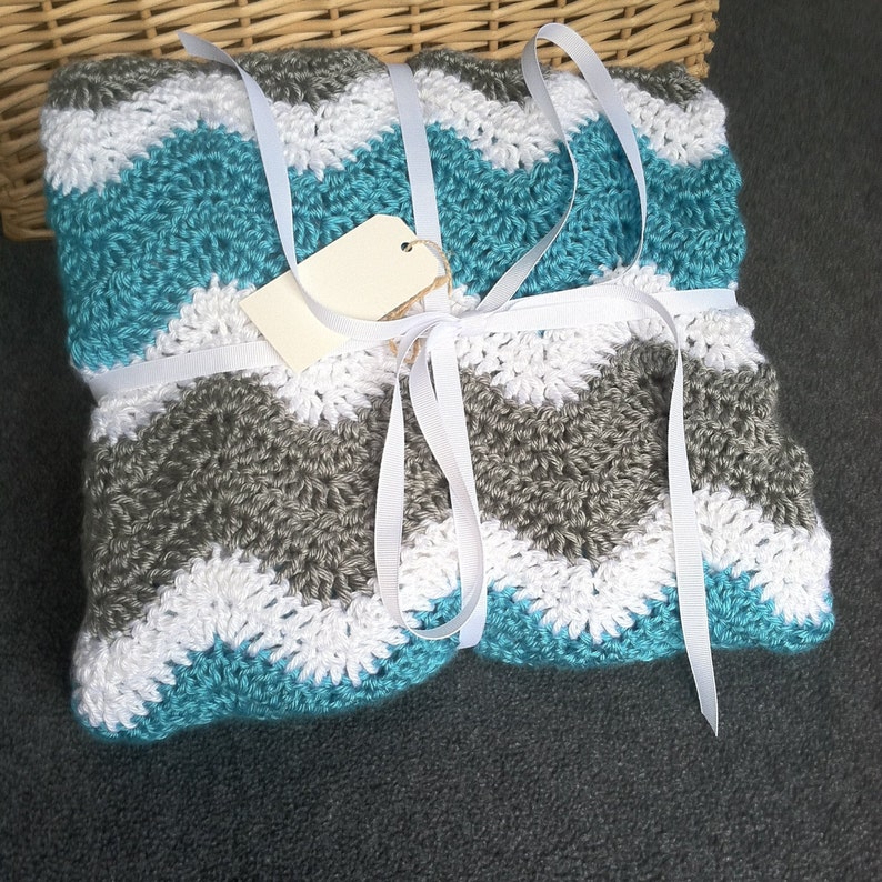 Crochet Baby Blanket Chevron Unisex Handmade Zig Zag Throw Etsy