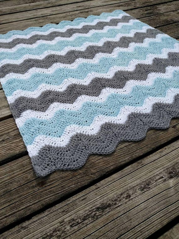 Crochet Baby Blanket For Boy Chevron Baby Blanket Hand Etsy