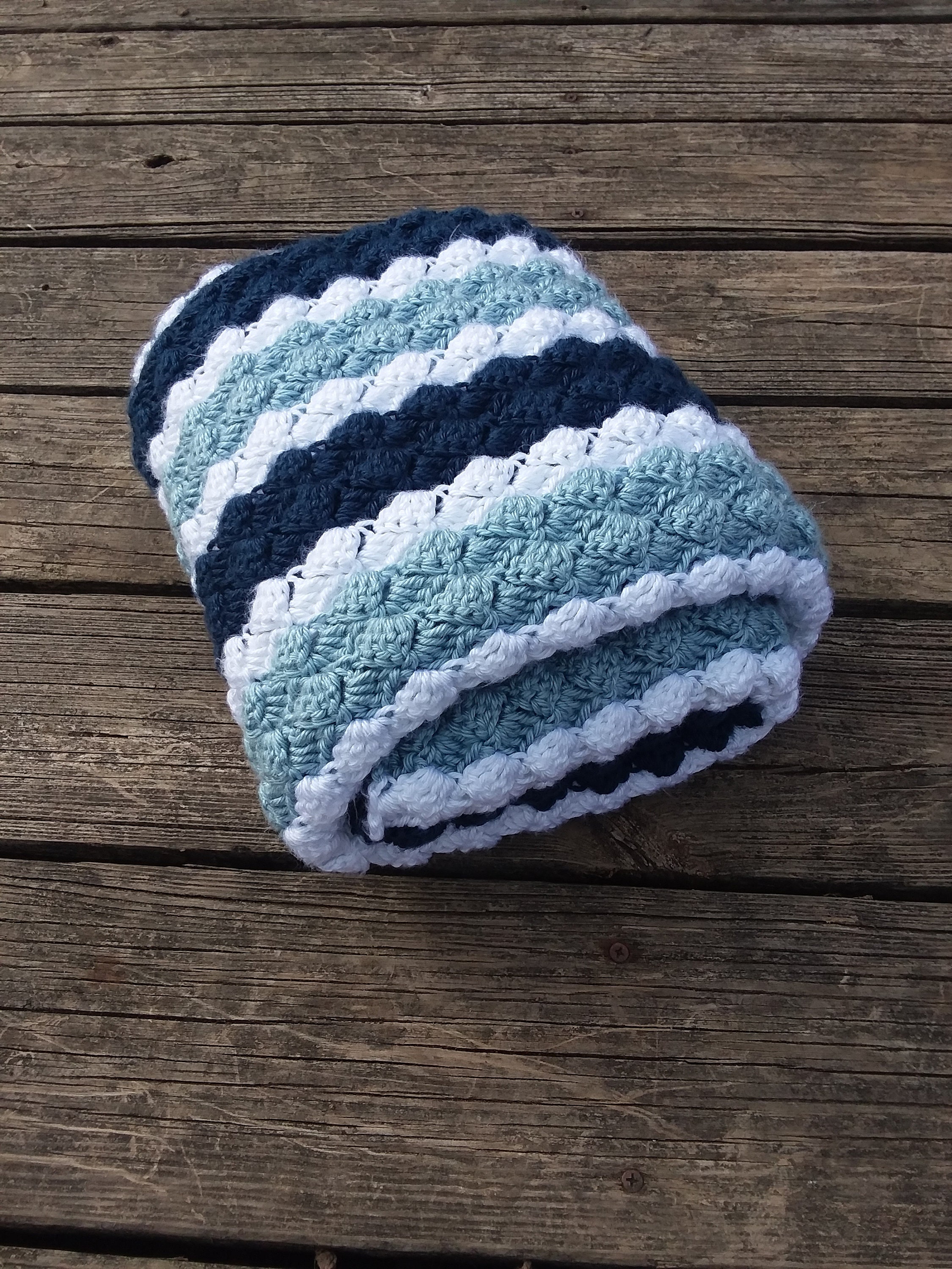 Blue white and grey crochet blanket new arrivals