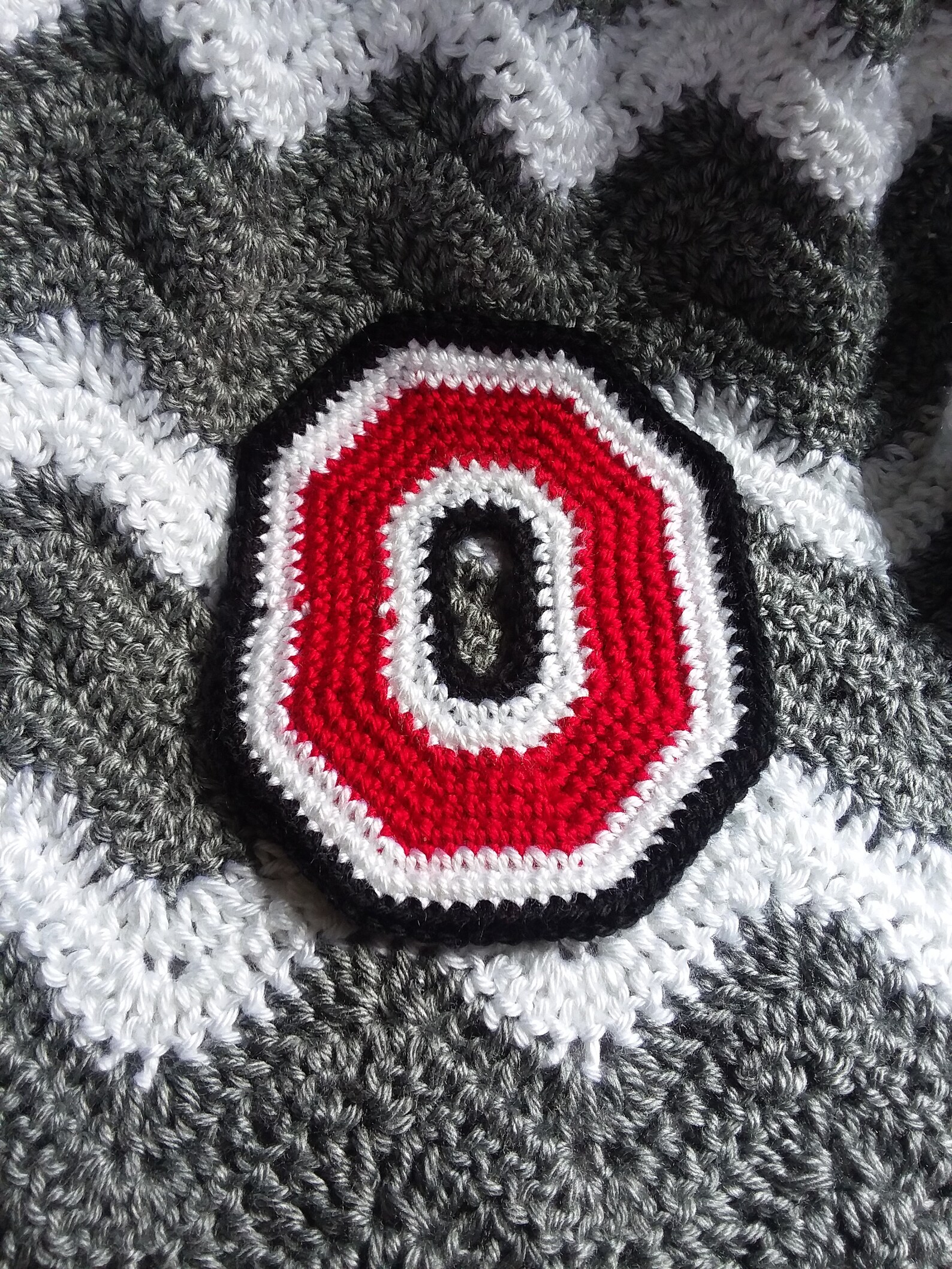 Ohio State Crochet Chevron Blanket with Crocheted Block O Etsy