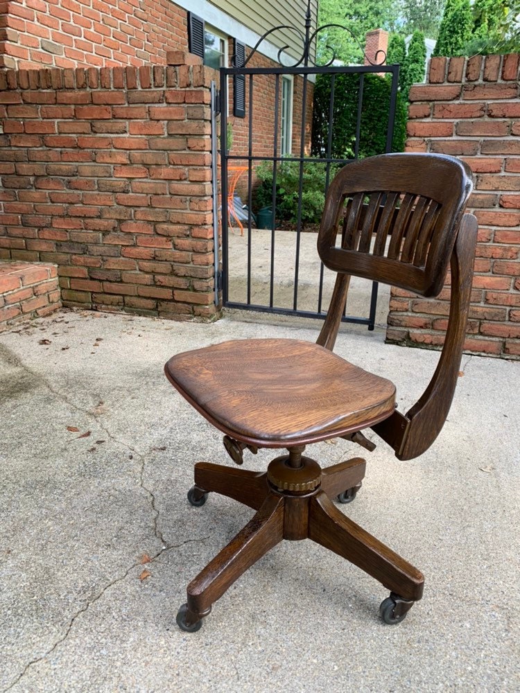 Vintage SiKES BANKERS CHAiR Pivot Swivel Rolling office chair OUTSTANDiNG Steampunk very sturdy heavy and strong