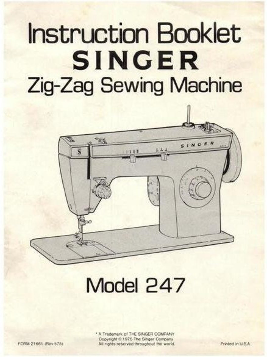 Singer Sewing Machine 247 User Manual photo