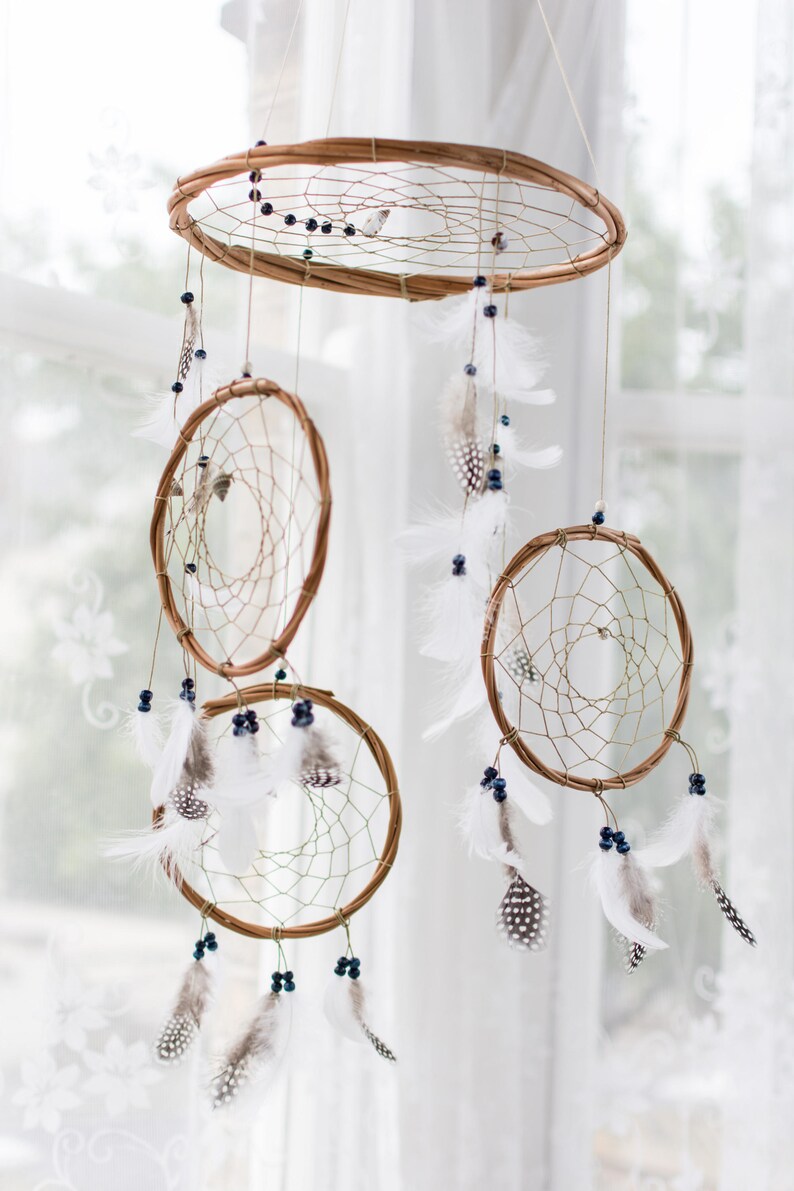 Dream Catcher Mobile Navy Dreamcatcher Mobile Boho Bohemian Etsy