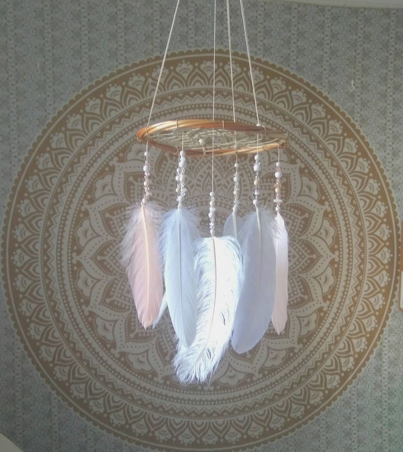 Mini Dream Catcher Mobile Blush and Grey Nursery Dream Etsy