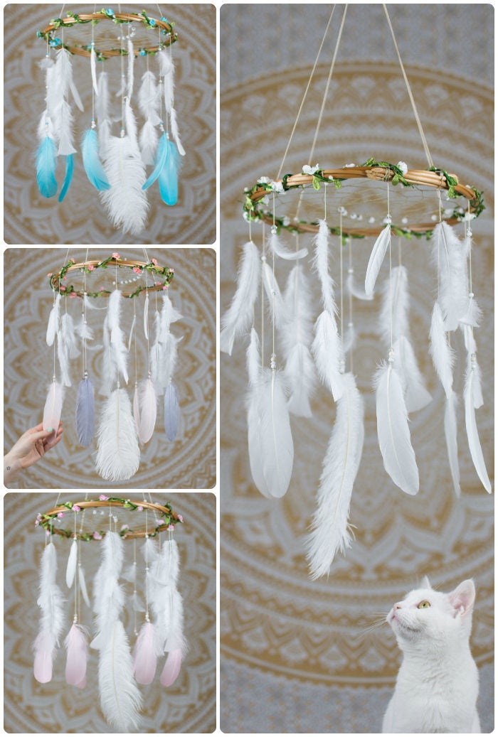 Dream Catcher Baby Mobile Blush Pink Nursery Mobile Crib Etsy