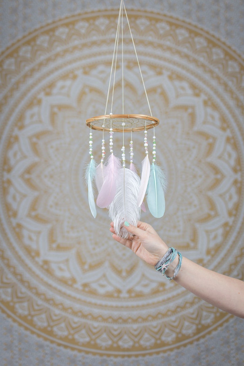 Mini Dream Catcher Mobile Nursery Dream Catcher Mobile Boho Etsy