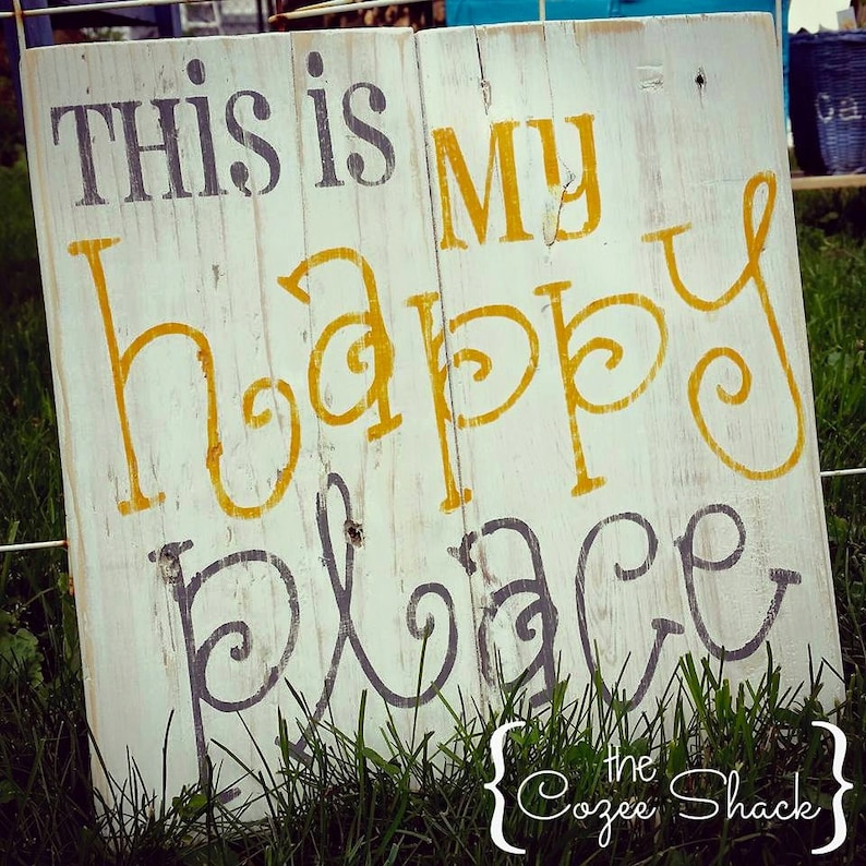 This is my happy place sign pallet sign wood sign wall etsy