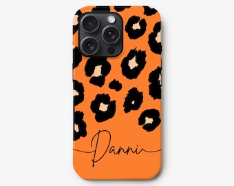 Custodia per telefono con stampa leopardata arancione: iPhone, Samsung, Pixel - Opaca o lucida