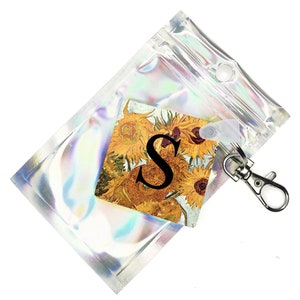 Sunflowers keyring, Custom Vincent Van Gogh flower art personalised women's key chain gift