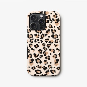 Funda de leopardo color crema para iPhone 16, iPhone 15, iPhone 14 Pro, iPhone 13 Pro Max, iPhone 12 mini, iPhone 11, Samsung S24, S23, S22 Ultra