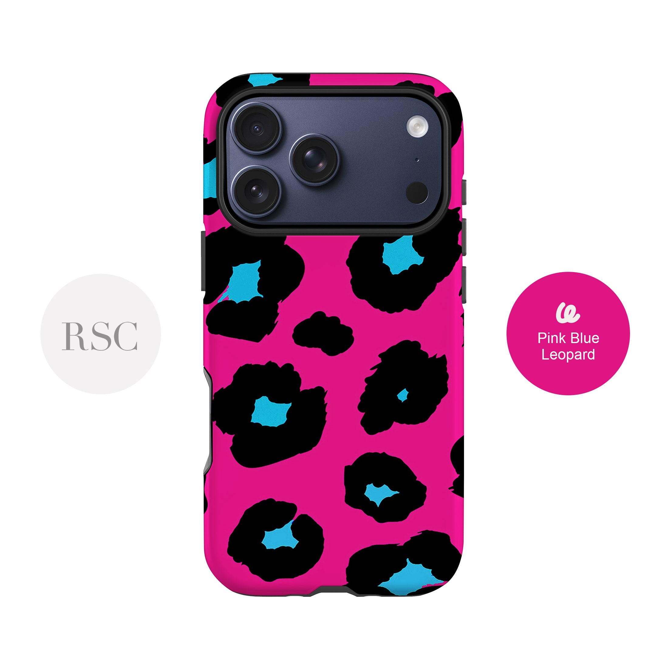 Pink Leopard Print Phone Case, iPhone 16, 15, 14, 13 Mini, 12 Pro