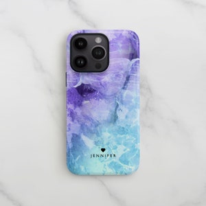 Purple blue marble iPhone 15 case, Personalised 14 pro 13 12 Pro Cover, Samsung Galaxy S23 S22 S21 Ultra case