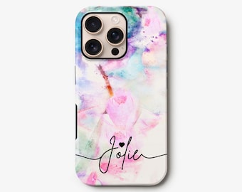 Pastel Floral Phone Case, iPhone 16, 15, 13 Pro Personalised Cover, S24 S23 S22 S21 Plus S20 FE