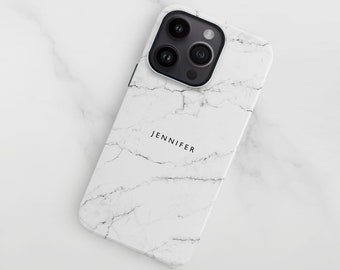 white marble iPhone 15 case, 14 plus 12 mini 13 11 custom name hard premium cover, Samsung Galaxy S22 Ultra S21 fe S20 S10 case