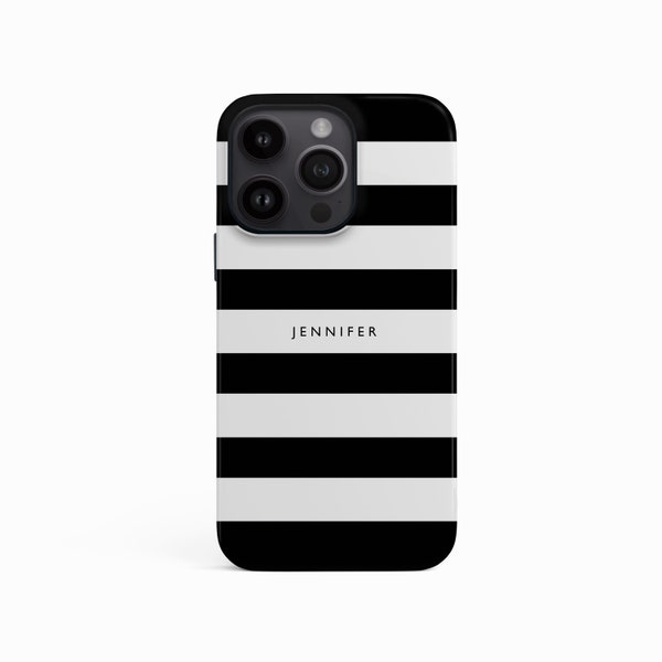 Personalised Black Stripe Phone Case for 13 Pro Max 15 14 11 12 Mini Se 2020, Samsung Galaxy S10 S9 S8 Note 10 9 8 S7 S6 Case