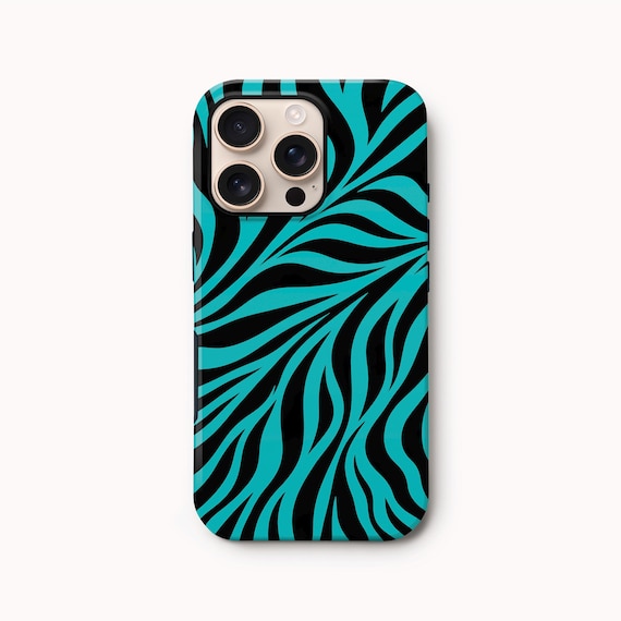 Blue Zebra Print Case: Cute iPhone 16, 17, Samsung Galaxy S25