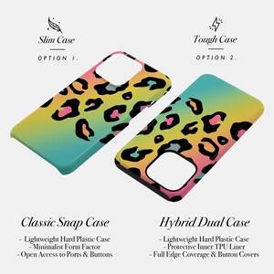 a phone case with a colorful leopard print