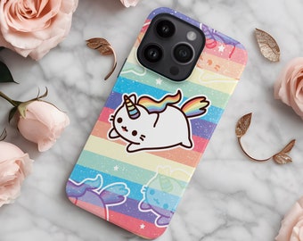 Caticorn phone case, iPhone 15 / 14 /13 cute cat rainbow pattern cover, S23 Ultra cover