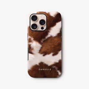 Personalised Cowhide Phone Case, iPhone 16, 15, 14, 13, 12, Country Aesthetic Samsung S24, S23, S22 Cover