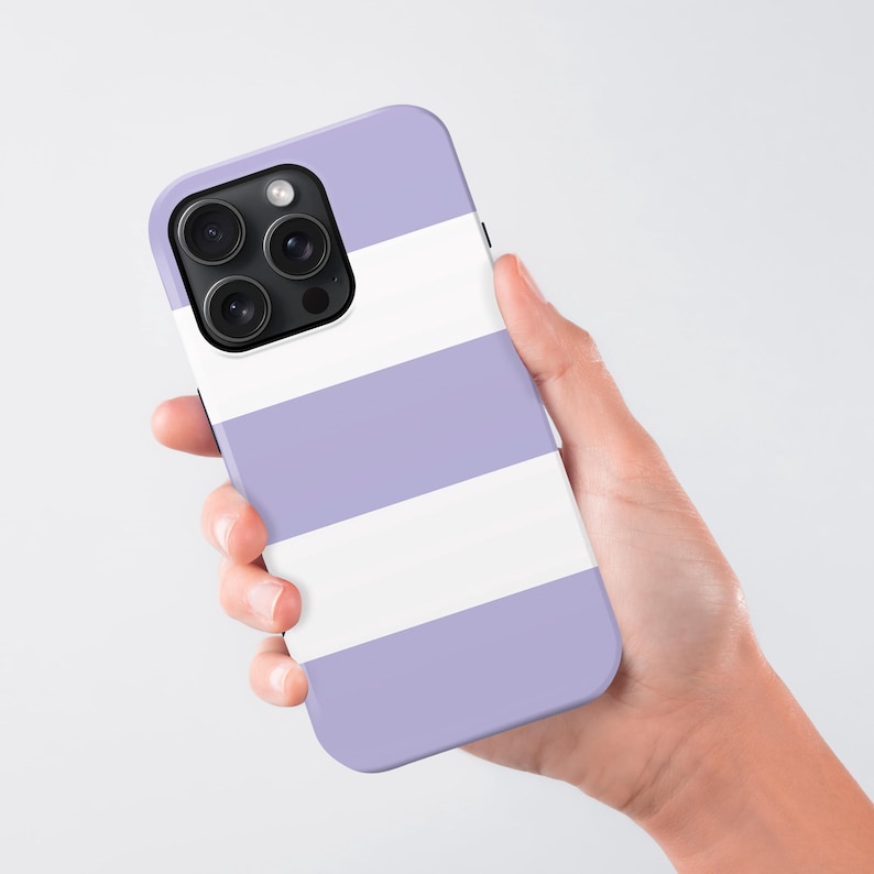 Purple Stripe iPhone 16 Plus Case, Personalised Cursive Name 15 Pro Max, 14, 13, Samsung S24 Ultra, S23, S22 Cover image 3
