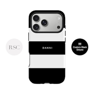Custodia per iPhone a righe nere: cover personalizzata per 17 Pro, 16, 15, Samsung S25
